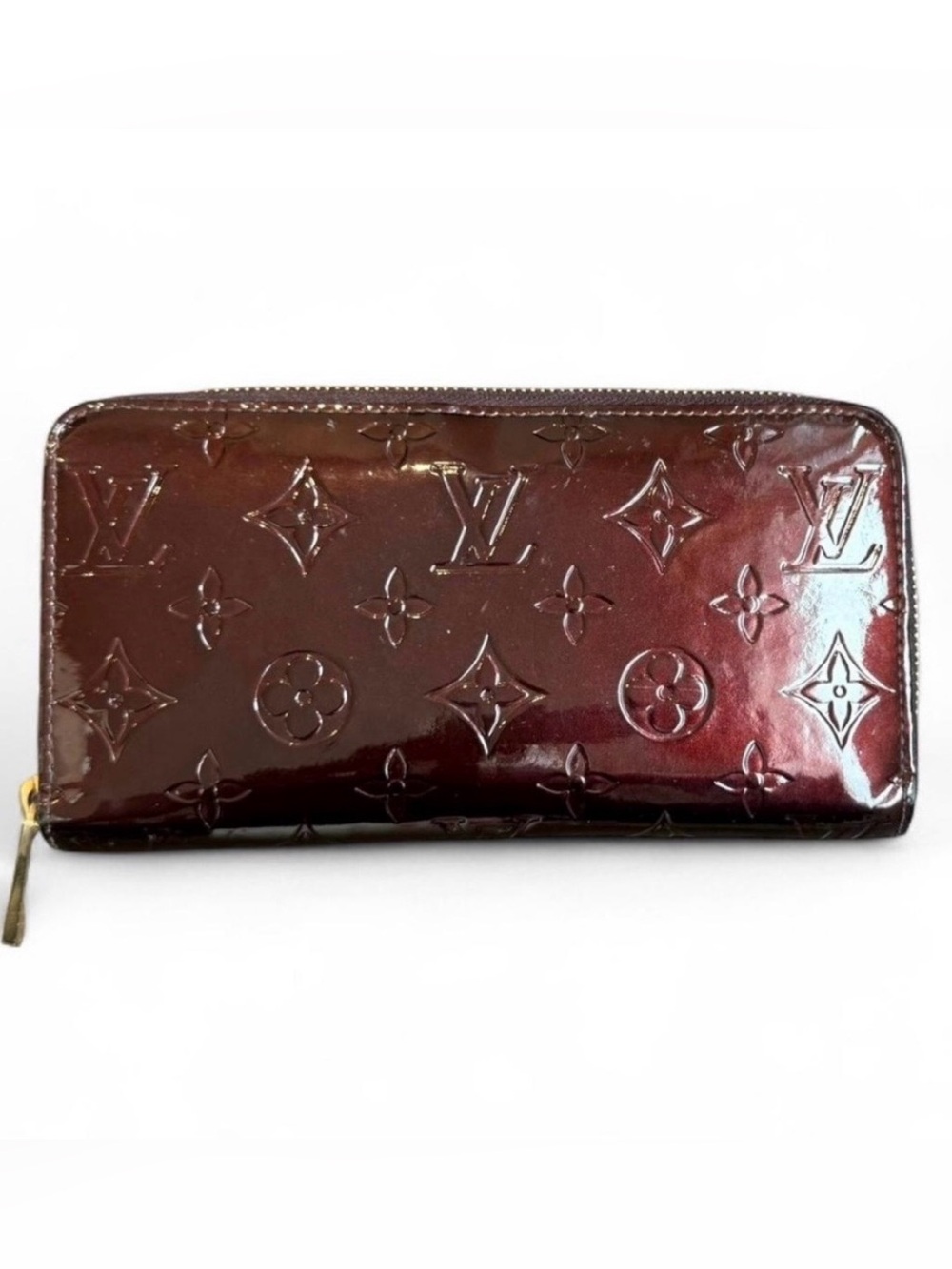 100% Authentic Louis Vuitton Vernis Zippy Wallet Burgundy